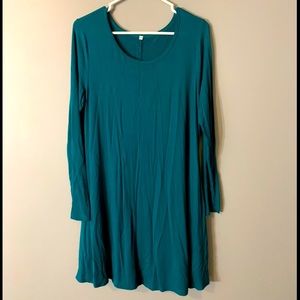 Teal Long Sleeve T-Shirt Dress